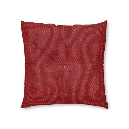 Bold Ruby Red: Denim-Inspired, Passionate Fabric Style - Tufted Floor Pillow, Square