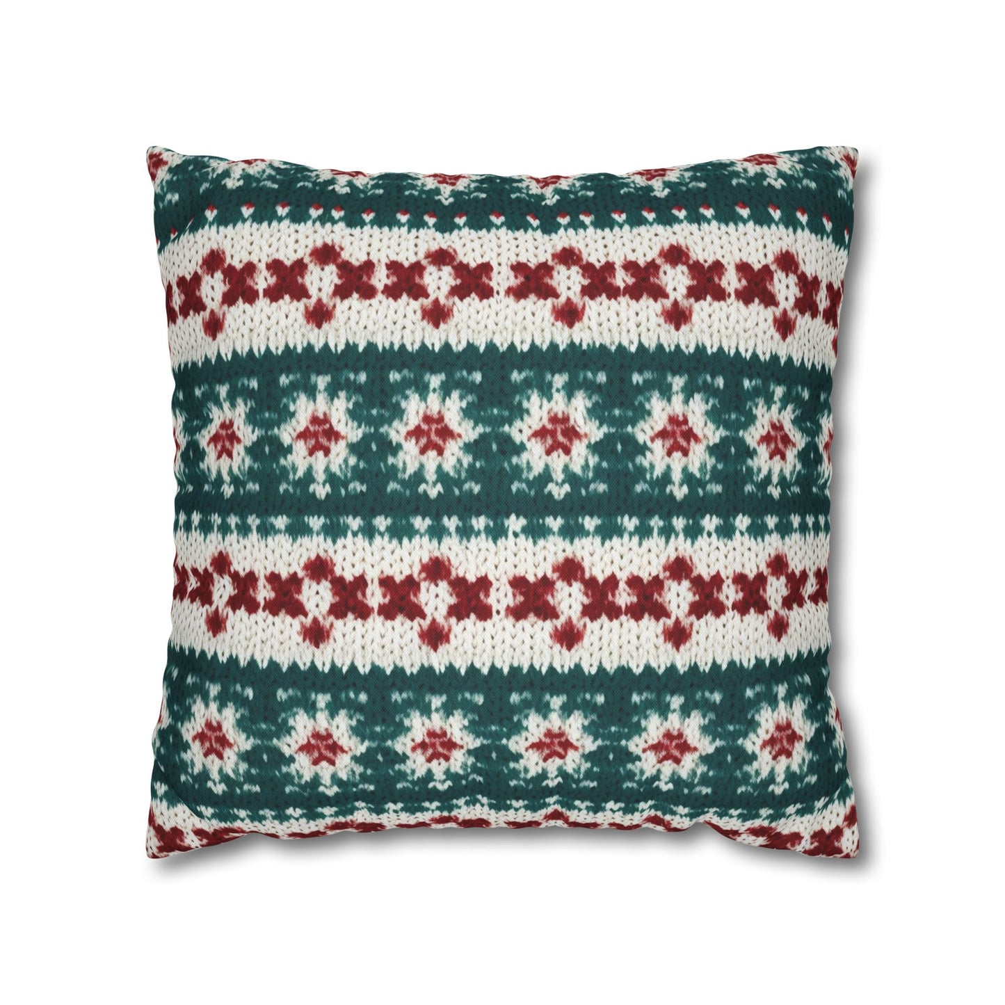 Christmas Knit Crochet Holiday, Festive Yuletide Pattern, Winter Season - Spun Polyester Square Pillow Case