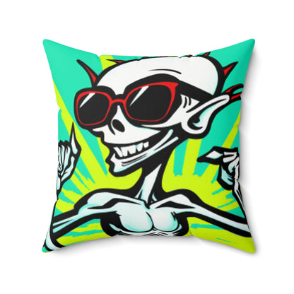 Beach Bum Summer Alien Anime Spun Polyester Square Pillow