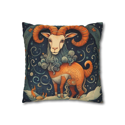 Capricorn Zodiac Children's Book Style Humorous Design - Spun Polyester Square Pillow Case