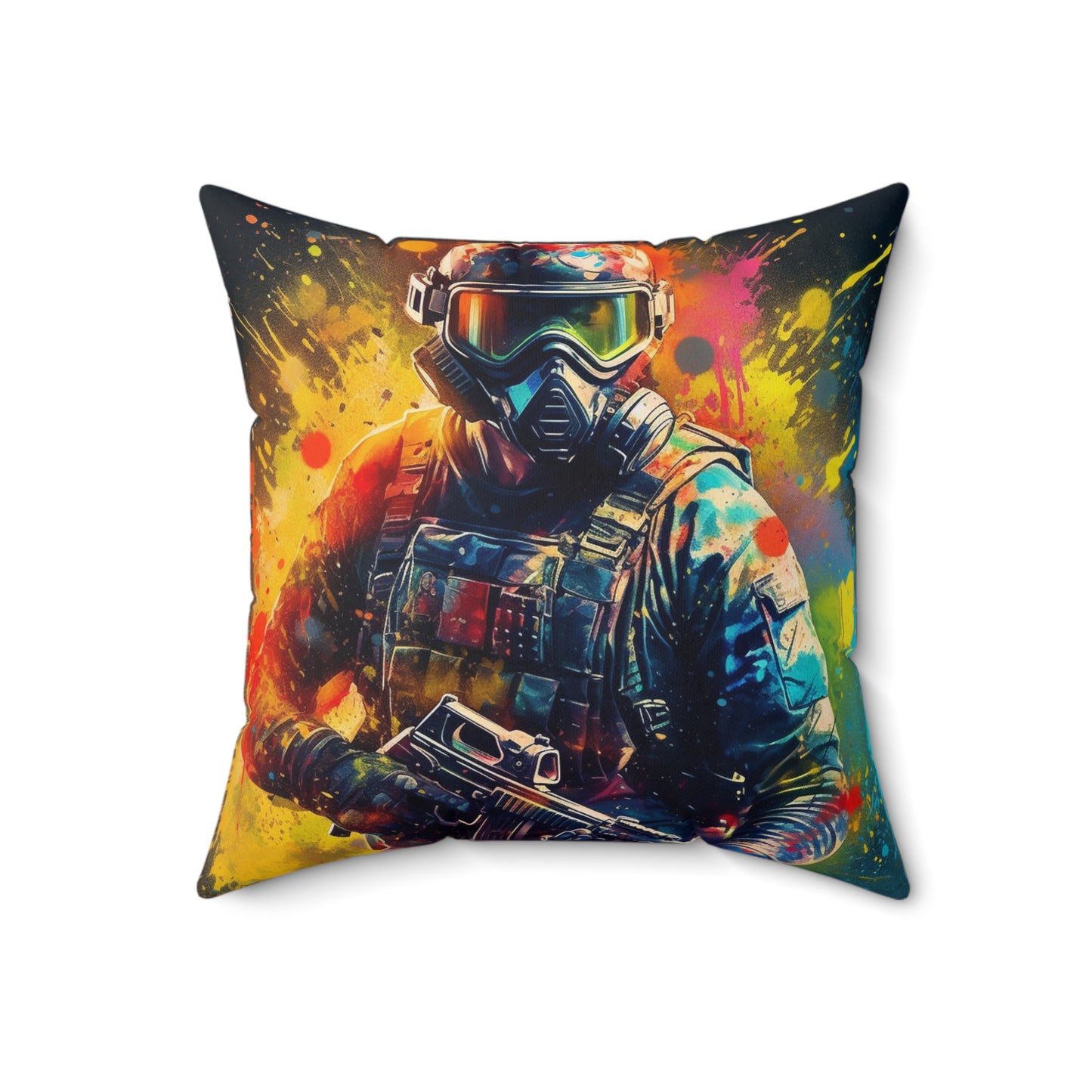 Paintball Game Sport: Professional Action Shot Target Player - Spun Polyester Square Pillow