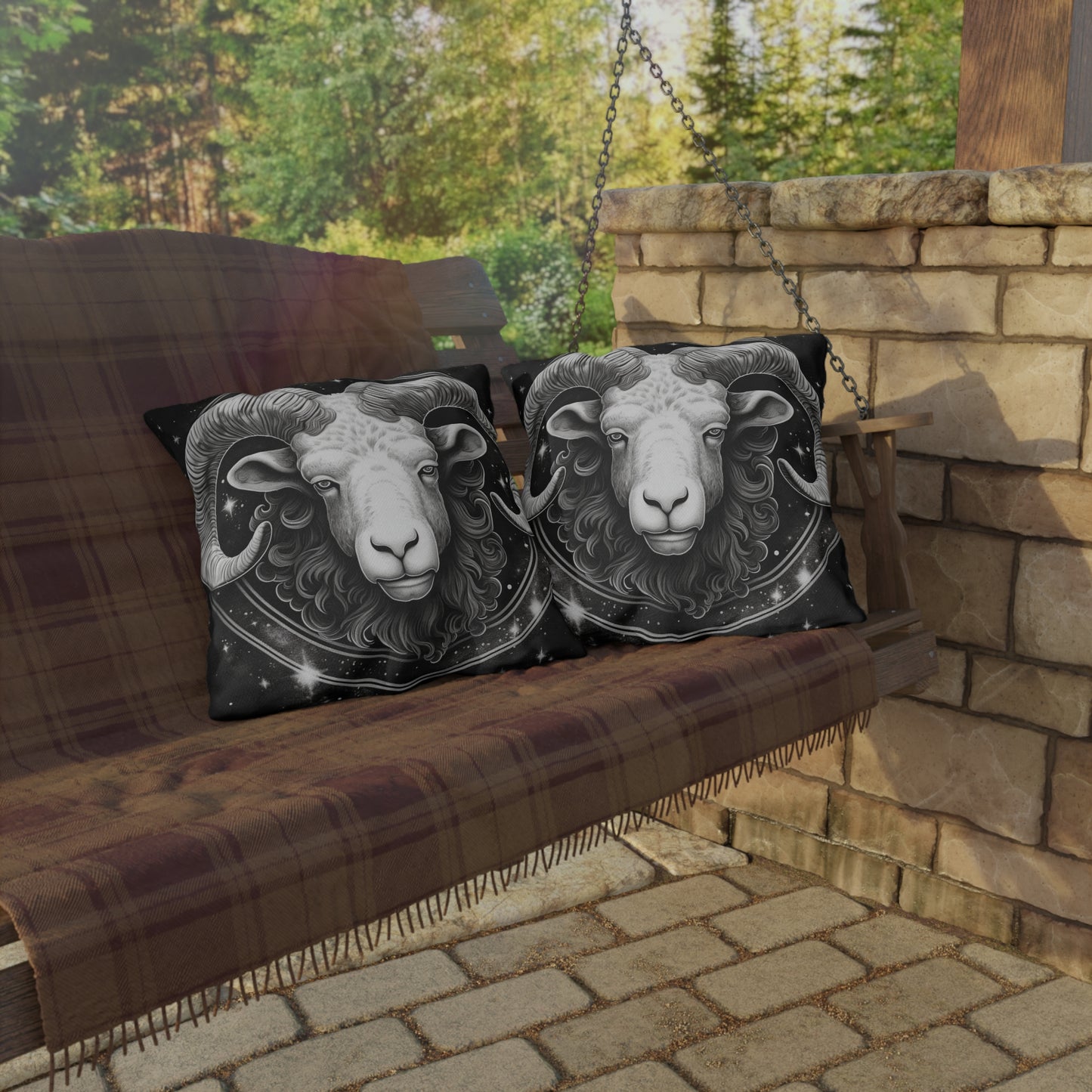 Aries Zodiac UV-Resistant Outdoor Pillow, Water-Resistant, Spun Polyester