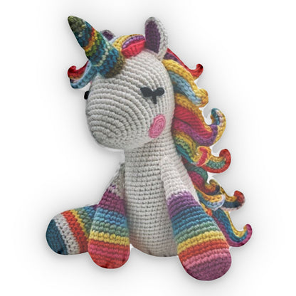 Unicorn Shaped Hooked Pillow, Crochet Plush Gift