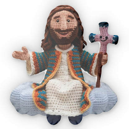 Jesus Christ Is Risen Crochet Doll | Plush Christian Gift | Jesus Cloud Colorful | Shaped Pillow