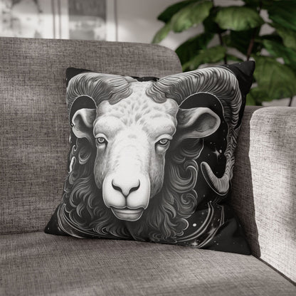 Aries Zodiac Sign Spun Polyester Square Pillow Case, Double Sided Print