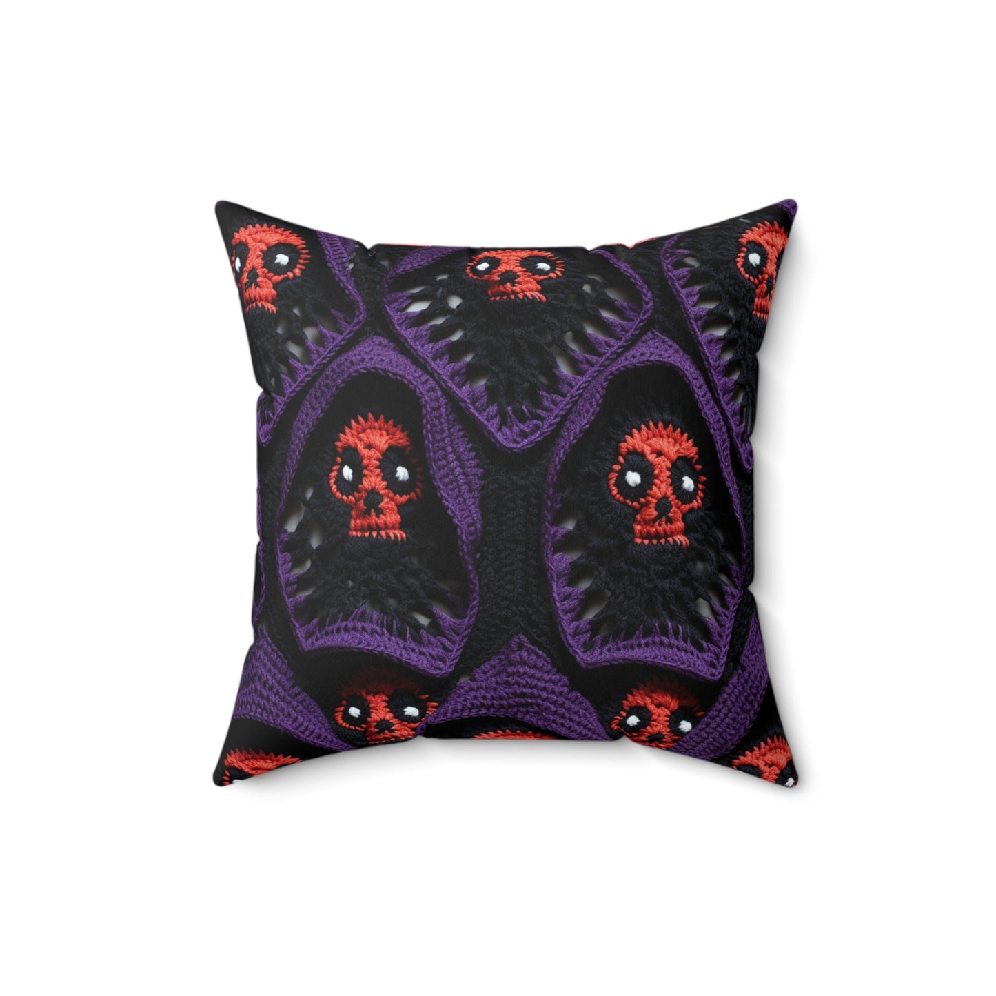 Grim Reaper Crochet Halloween Fright Scare Ghoul Fantasy Horror - Spun Polyester Square Pillow