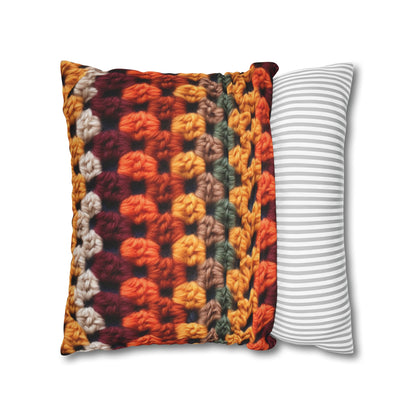 Crochet Thanksgiving Fall: Classic Fashion Colors for Seasonal Look - Spun Polyester Square Pillow Case