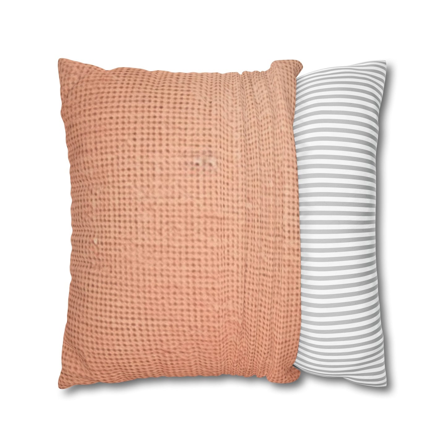 Soft Pink-Orange Peach: Denim-Inspired, Lush Fabric - Spun Polyester Square Pillow Case