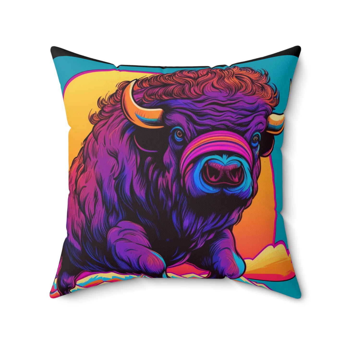 American Bison Graphic Spun Polyester Square Pillow