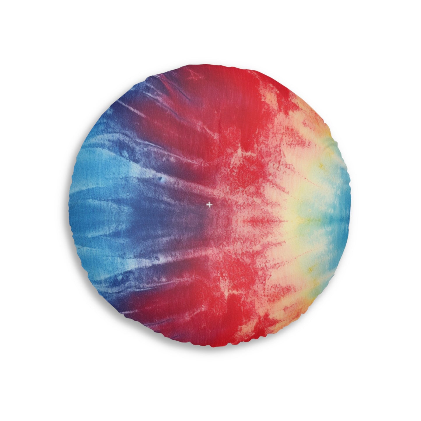 Rainbow Tie-Dye Denim: Vibrant Multi-Color, Fabric Design Spectacle - Tufted Floor Pillow, Round