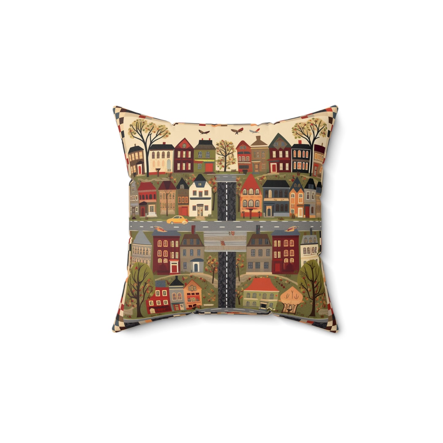 Home Town Quilt Design - Spun Polyester Square Pillow