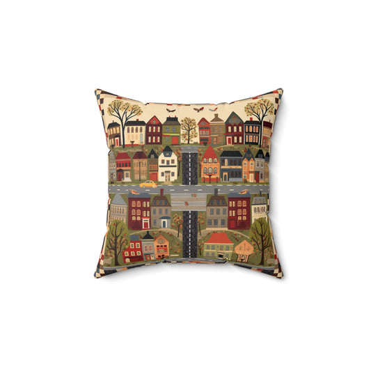 Home Town Quilt Design - Spun Polyester Square Pillow