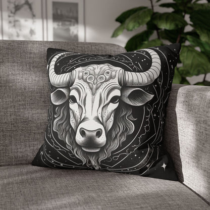 Taurus Sign Spun Polyester Square Pillow Case, Indoor, Double Sided