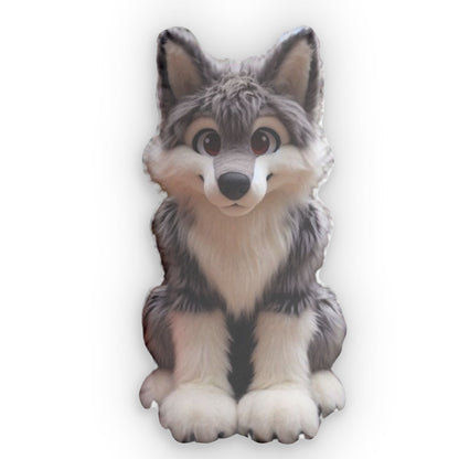 Furry Wolf Plush Shaped Pillow