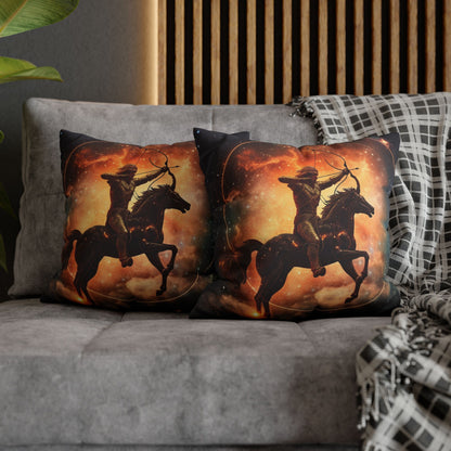 Sagittarius Constellation Totem - Archer in Action Zodiac Symbol - Spun Polyester Square Pillow Case