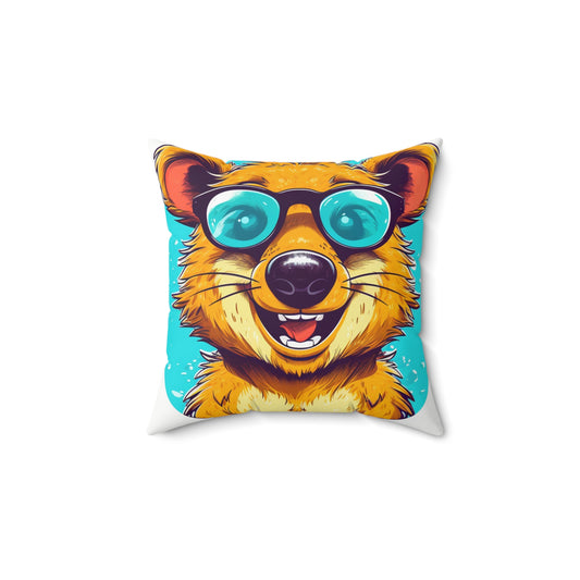 Quokka Cartoon Design Happy Animal Spun Polyester Square Pillow