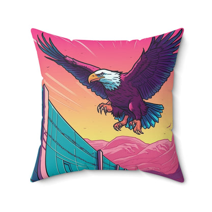 American Bald Eagle Border Build Fly Wall Graphic Spun Polyester Square Pillow