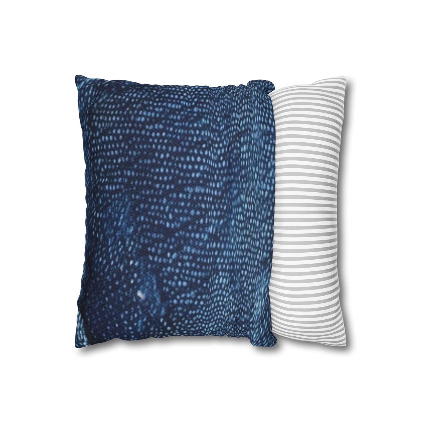 Dark Blue: Distressed Denim-Inspired Fabric Design - Spun Polyester Square Pillow Case