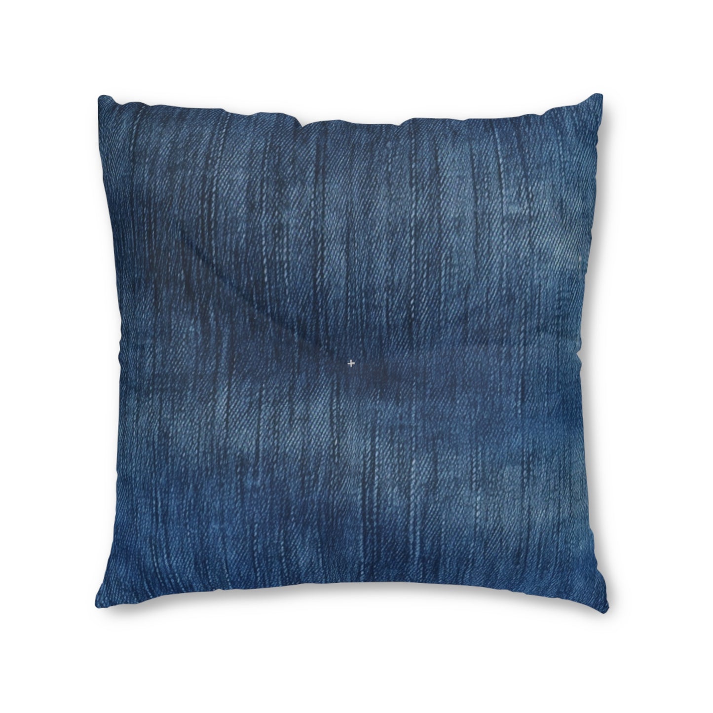 Indigo Splash: Washed Denim Reverie in Deep Blue - Tufted Floor Pillow, Square