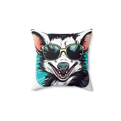 Joyful Opossum Retro Animation Spun Polyester Square Pillow