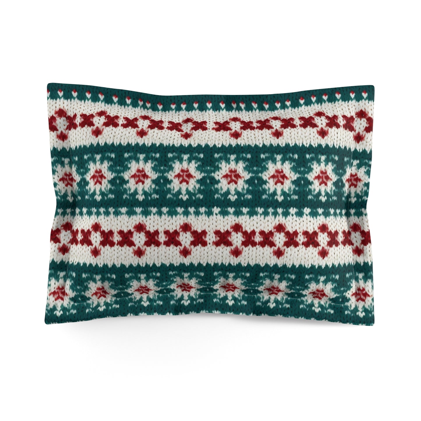 Christmas Knit Crochet Holiday, Festive Yuletide Pattern, Winter Season - Microfiber Pillow Sham