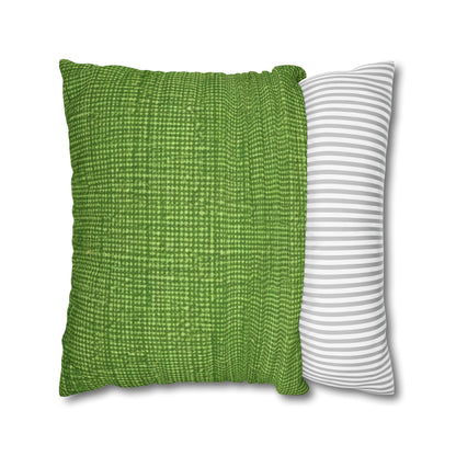 Olive Green Denim-Style: Seamless, Textured Fabric - Spun Polyester Square Pillow Case