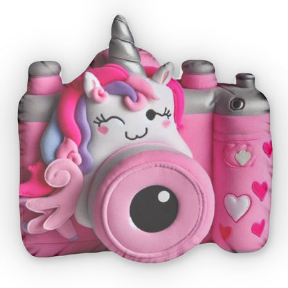 Kids Digital Video Camera Toy, Fun Cartoon Themed Camcorder for Children Soft Plush Shaped Pillow