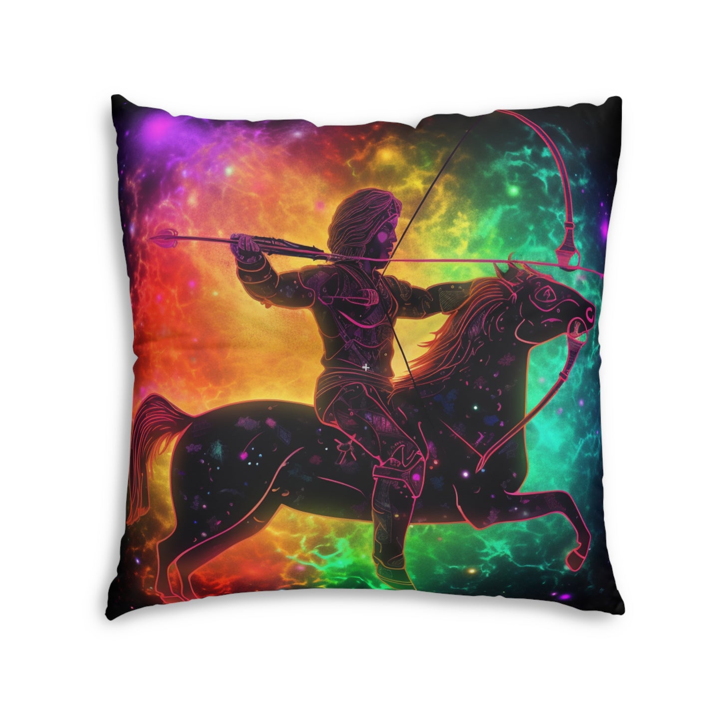 Colorful Sagittarius Zodiac Sign - Star Universe Theme - Floor Pillow, Square