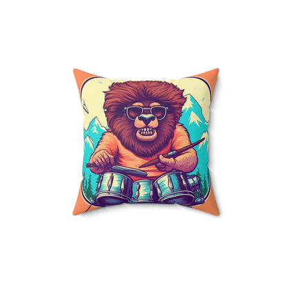 American Music Bison Buffalo Player Graphic Spun Polyester Square Pillow