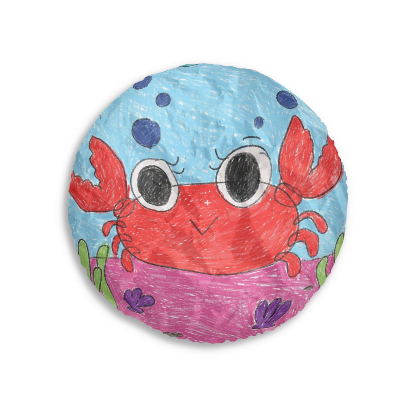 Lobster Crab Graphic Sea Lovers Tufted Floor Pillow, Round