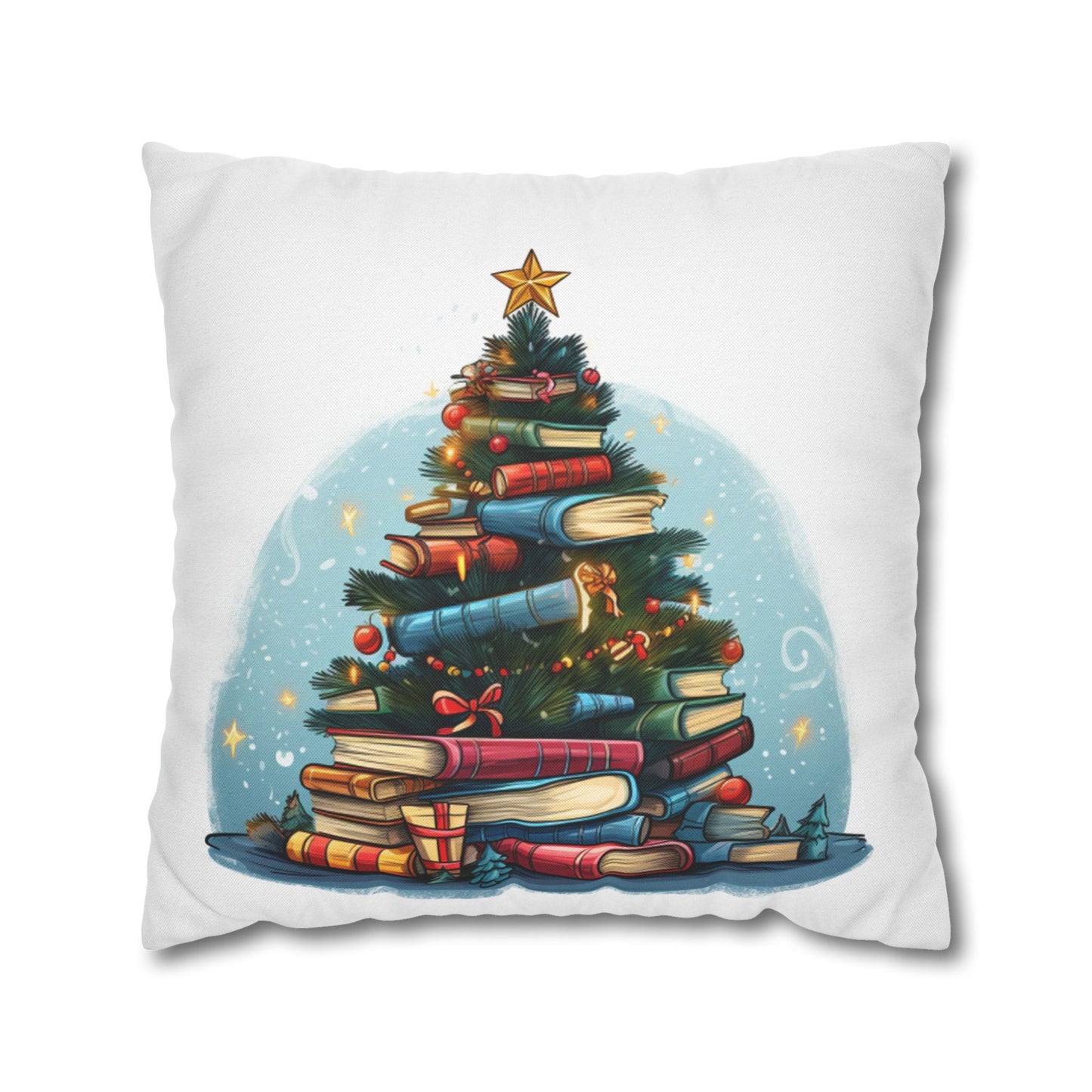 Book Lover Christmas Tree, Gift For Readers - Spun Polyester Square Pillow Case