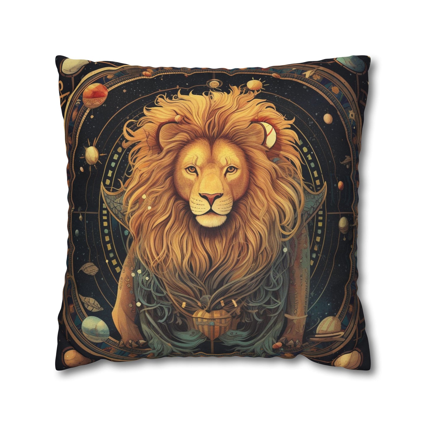 Astrological Leo Sign - Vibrant Cosmic Zodiac Astrology - Spun Polyester Square Pillow Case