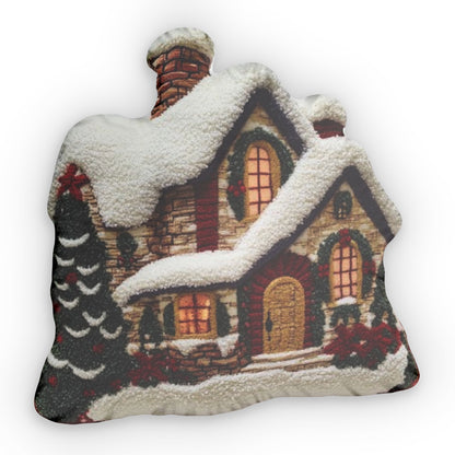 Light Up Christmas Winter House Plush Cushion Shaped Pillow