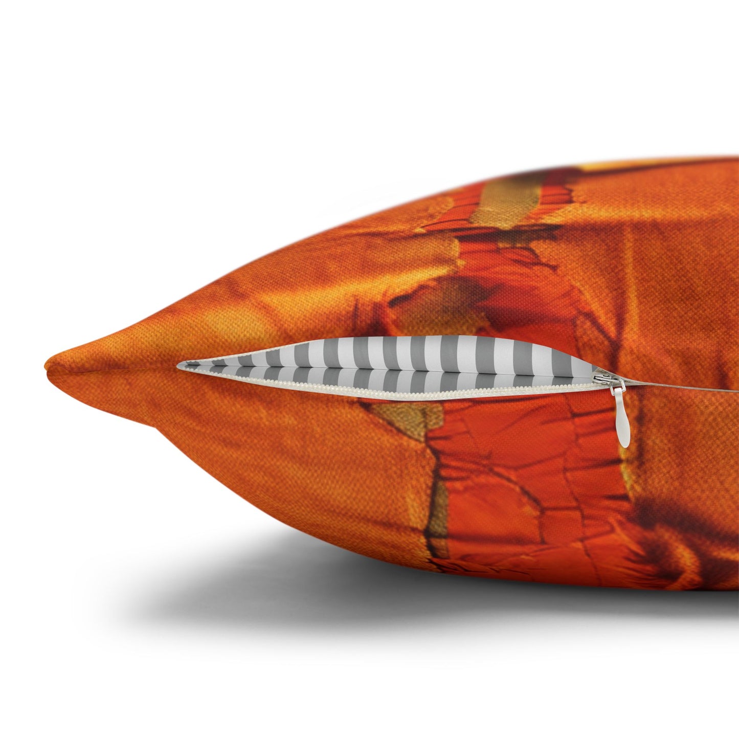 Fiery Citrus Orange: Edgy Distressed, Denim-Inspired Fabric - Spun Polyester Square Pillow Case