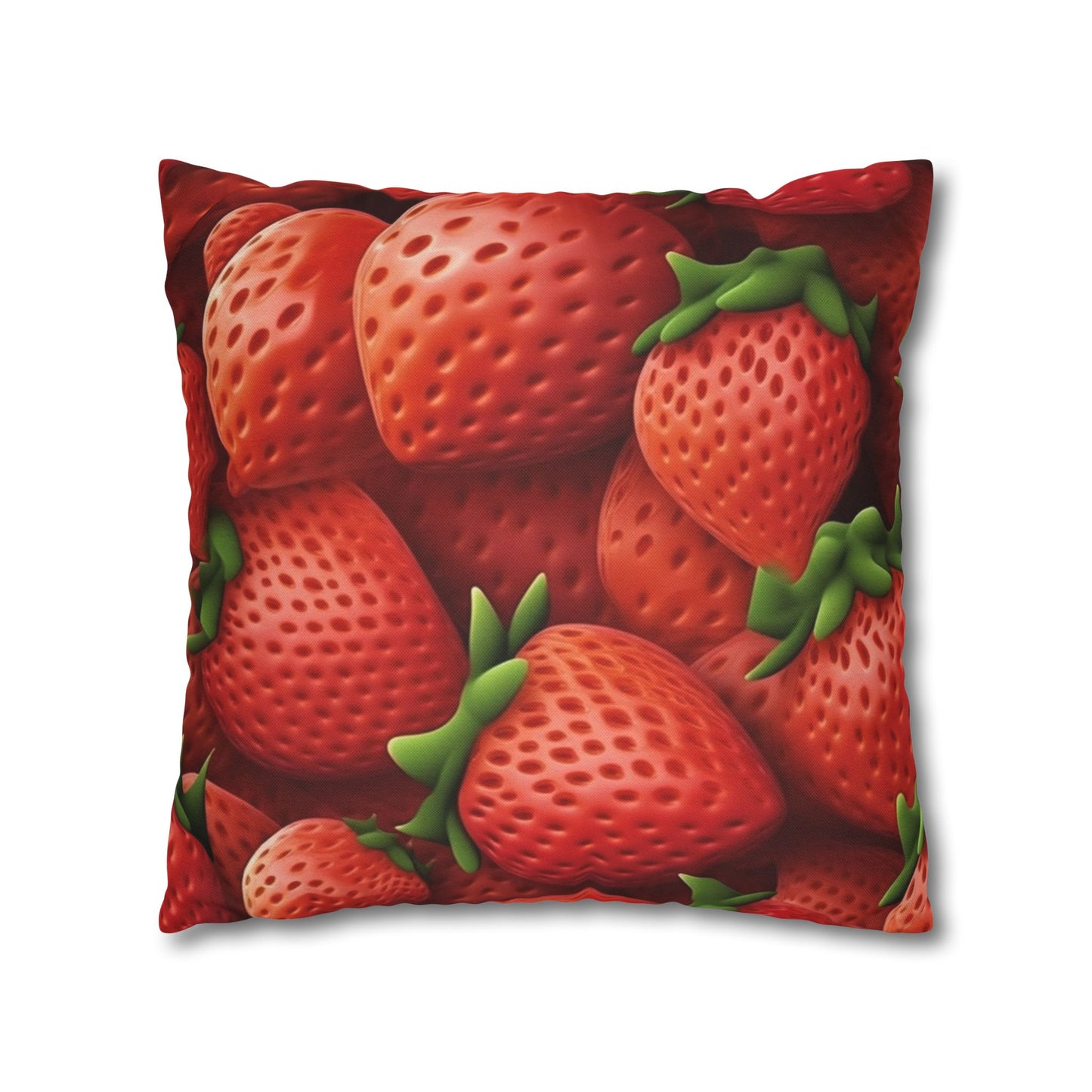 Garden Strawberries- Wild Sweet Gourmet - Farm Growing Ripe Red Fruit -Spun Polyester Square Pillow Case