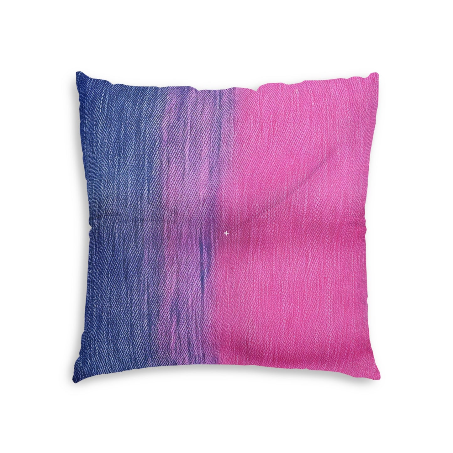 Dual Delight: Half-and-Half Pink & Blue Denim Daydream - Tufted Floor Pillow, Square