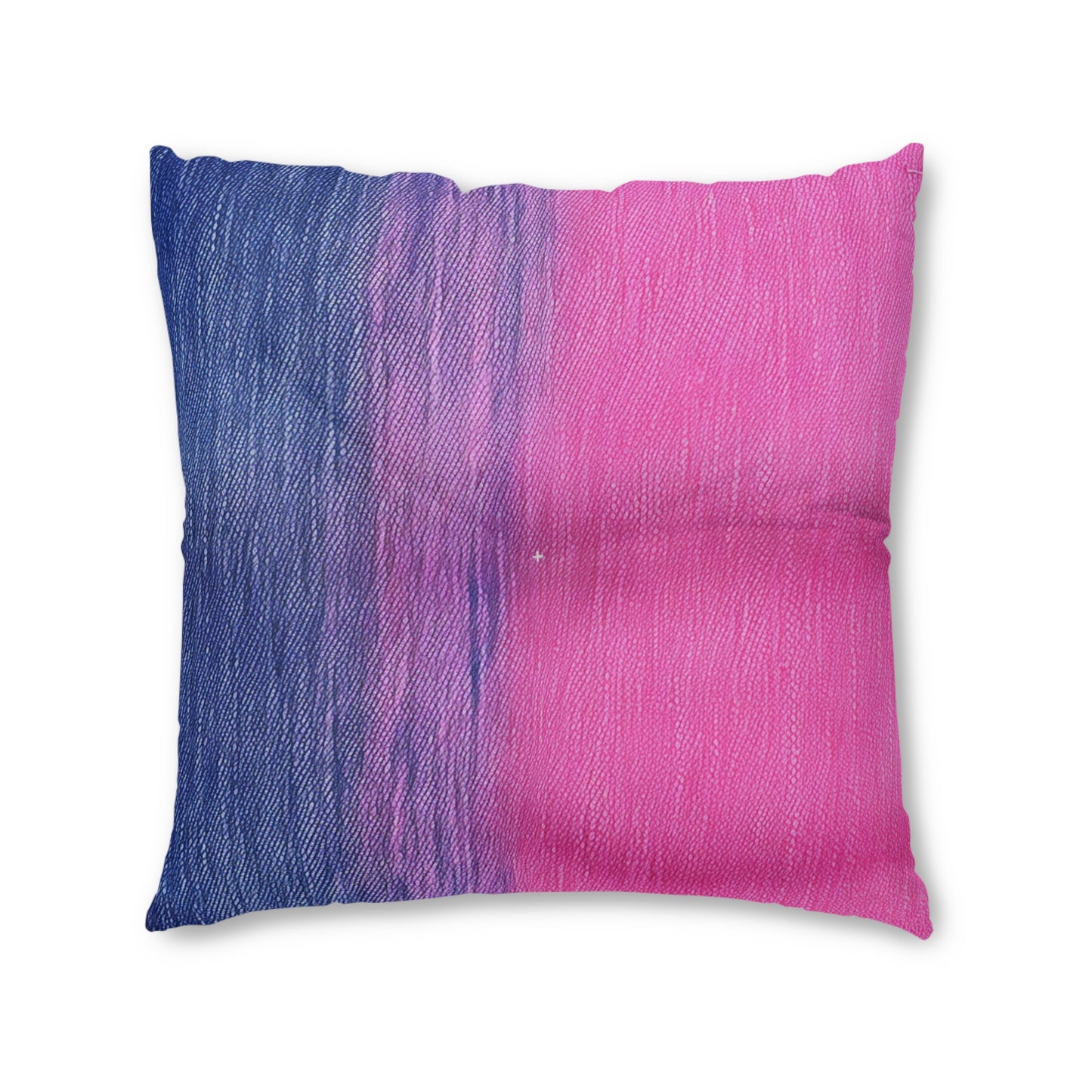 Dual Delight: Half-and-Half Pink & Blue Denim Daydream - Tufted Floor Pillow, Square