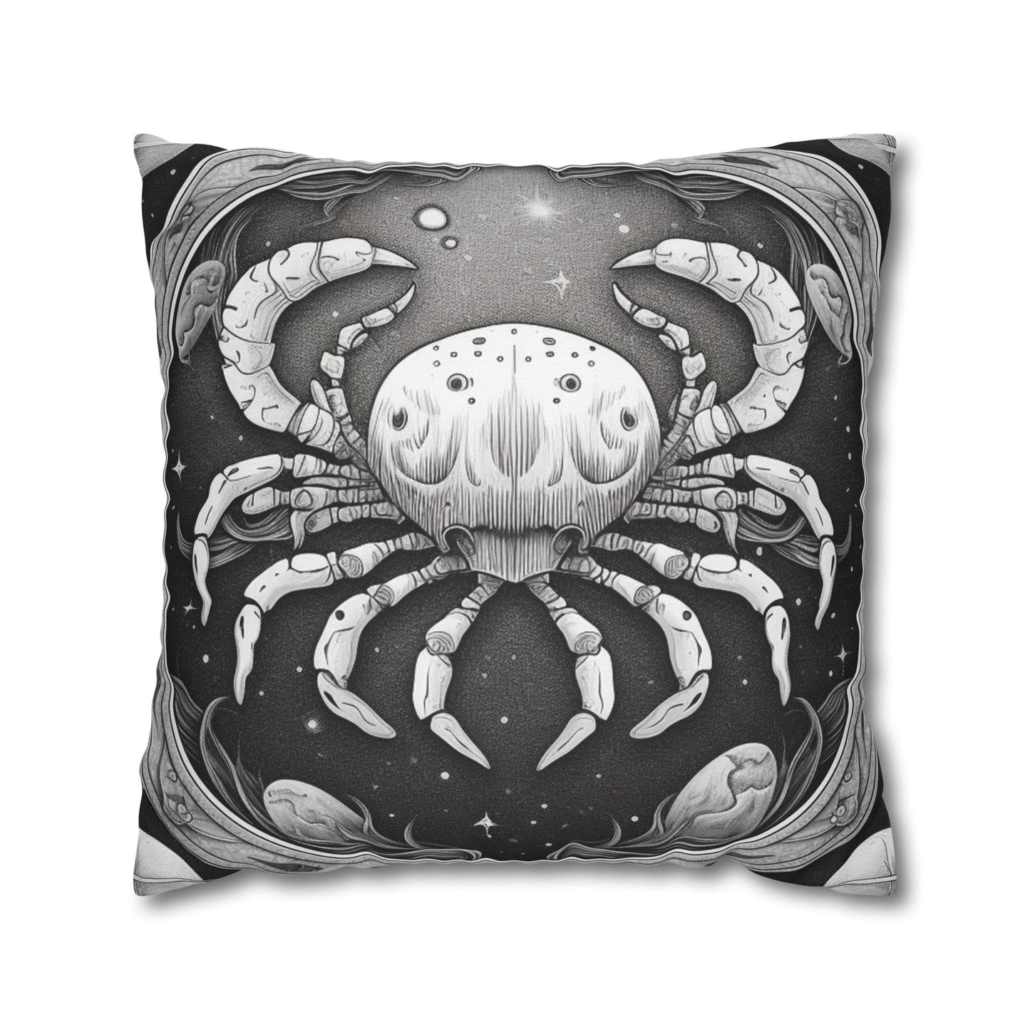 Cancer Zodiac Sign Polyester Square Pillow Case, Double Sided Design