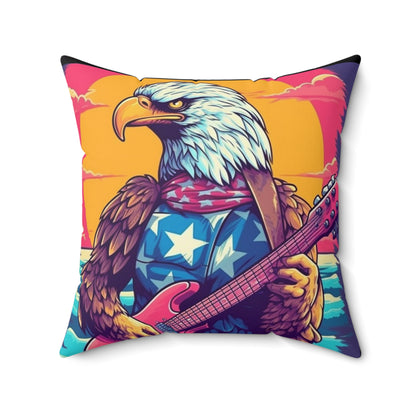 Bald Eagle from America, the Guitar Maestro Graphic Spun Polyester Square Pillow