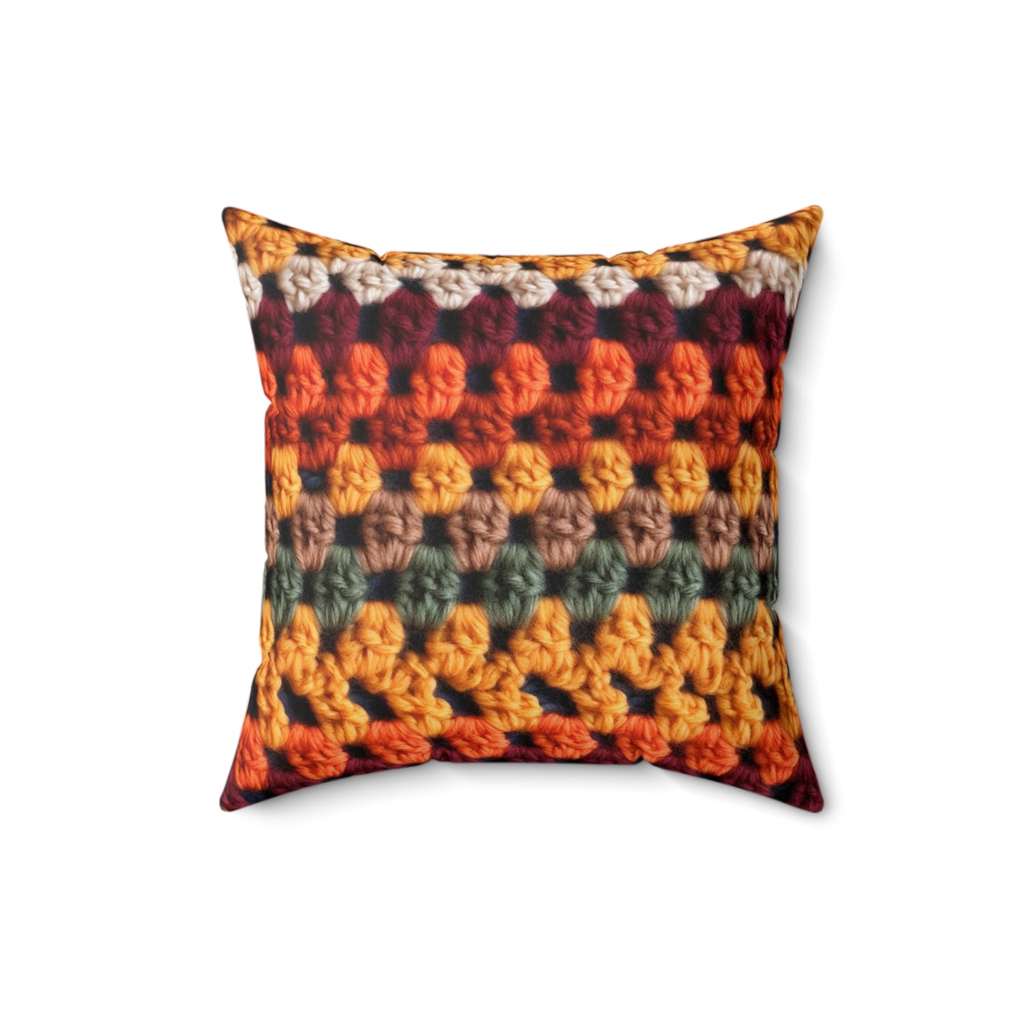 Crochet Thanksgiving Fall: Classic Fashion Colors for Seasonal Look - Spun Polyester Square Pillow