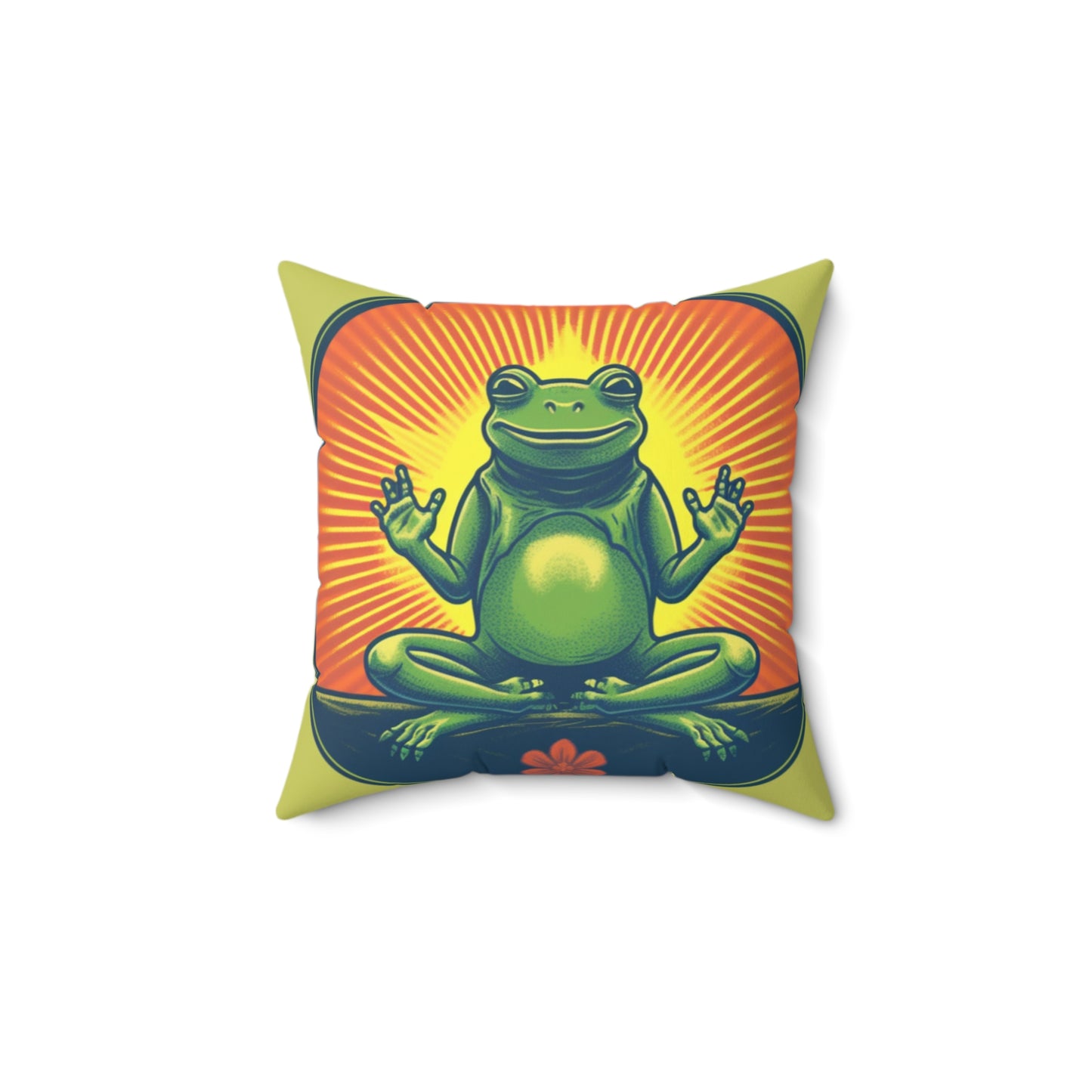 Yoga Frog Namaste Amphibian Relax Graphic Spun Polyester Square Pillow