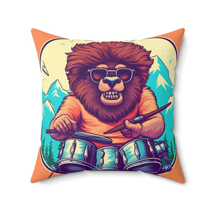 American Music Bison Buffalo Player Graphic Spun Polyester Square Pillow