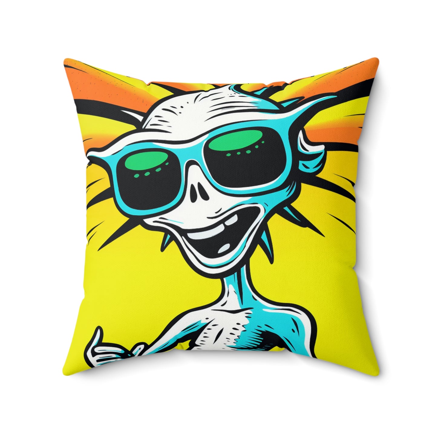 Fashionable UFO-Inspired Summertime Animated Spun Polyester Square Pillow