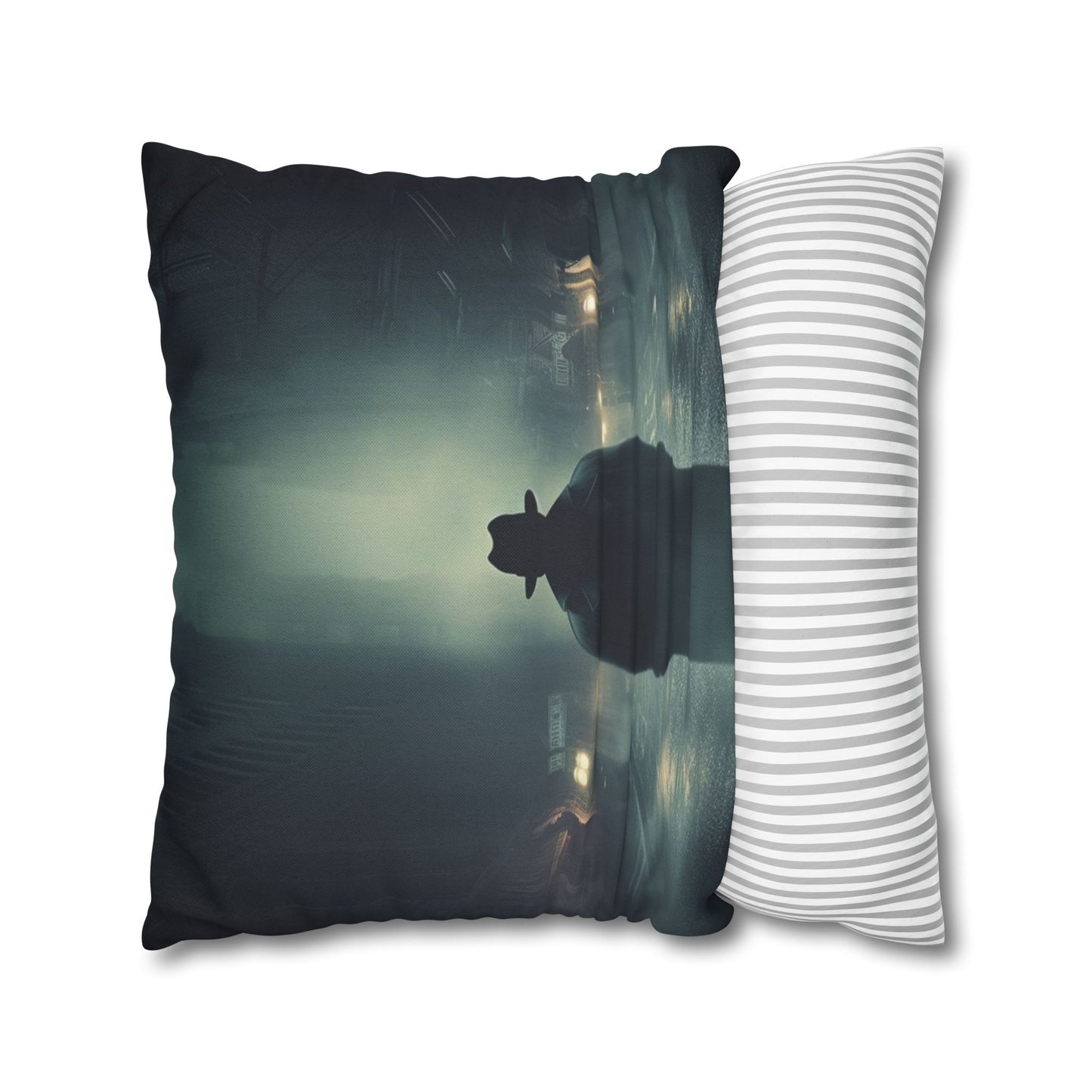 Mystery Detective Alley - Noir Book Cover Artwork Spun Polyester Square Pillow Case