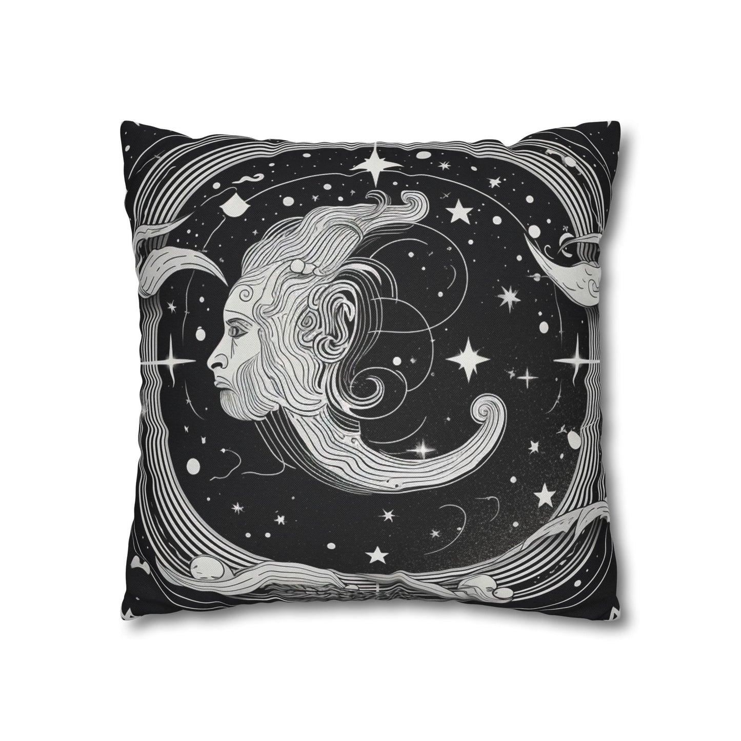 Aquarius Sign Spun Polyester Square Pillow Case, Double Sided Print