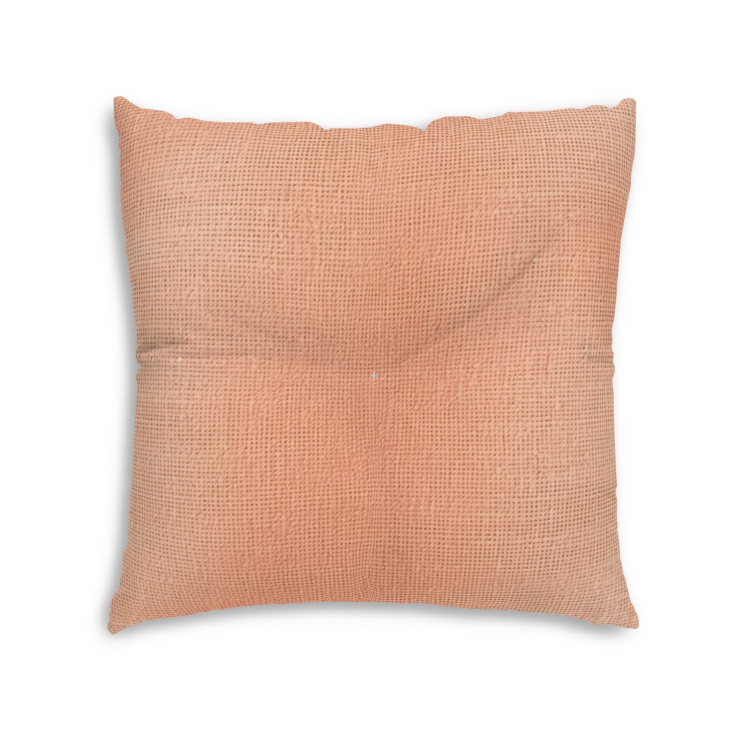 Soft Pink-Orange Peach: Denim-Inspired, Lush Fabric - Tufted Floor Pillow, Square