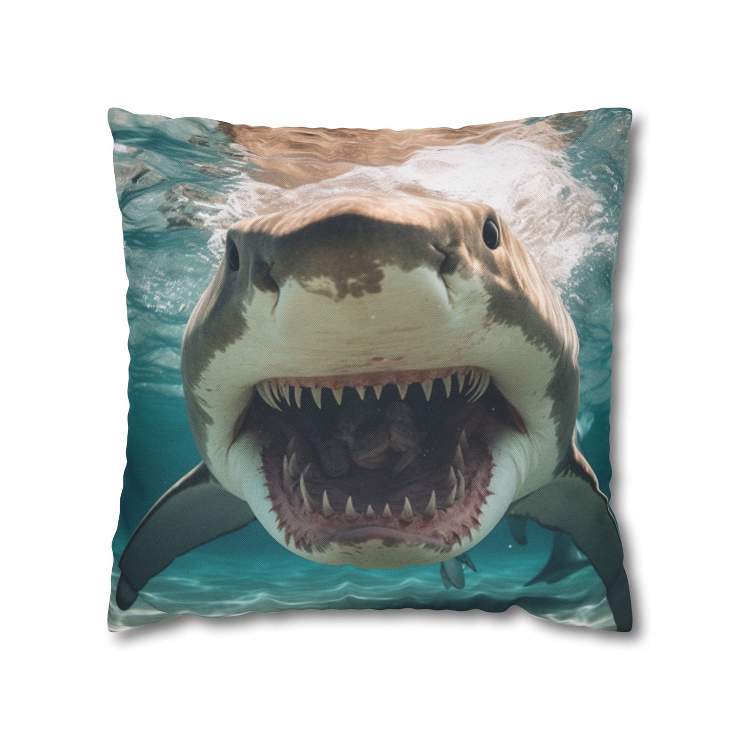 Bull Shark: River Monster Menace - Realistic Dark Water Predator - Spun Polyester Square Pillow Case