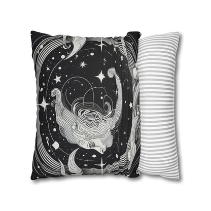 Aquarius Sign Spun Polyester Square Pillow Case, Double Sided Print