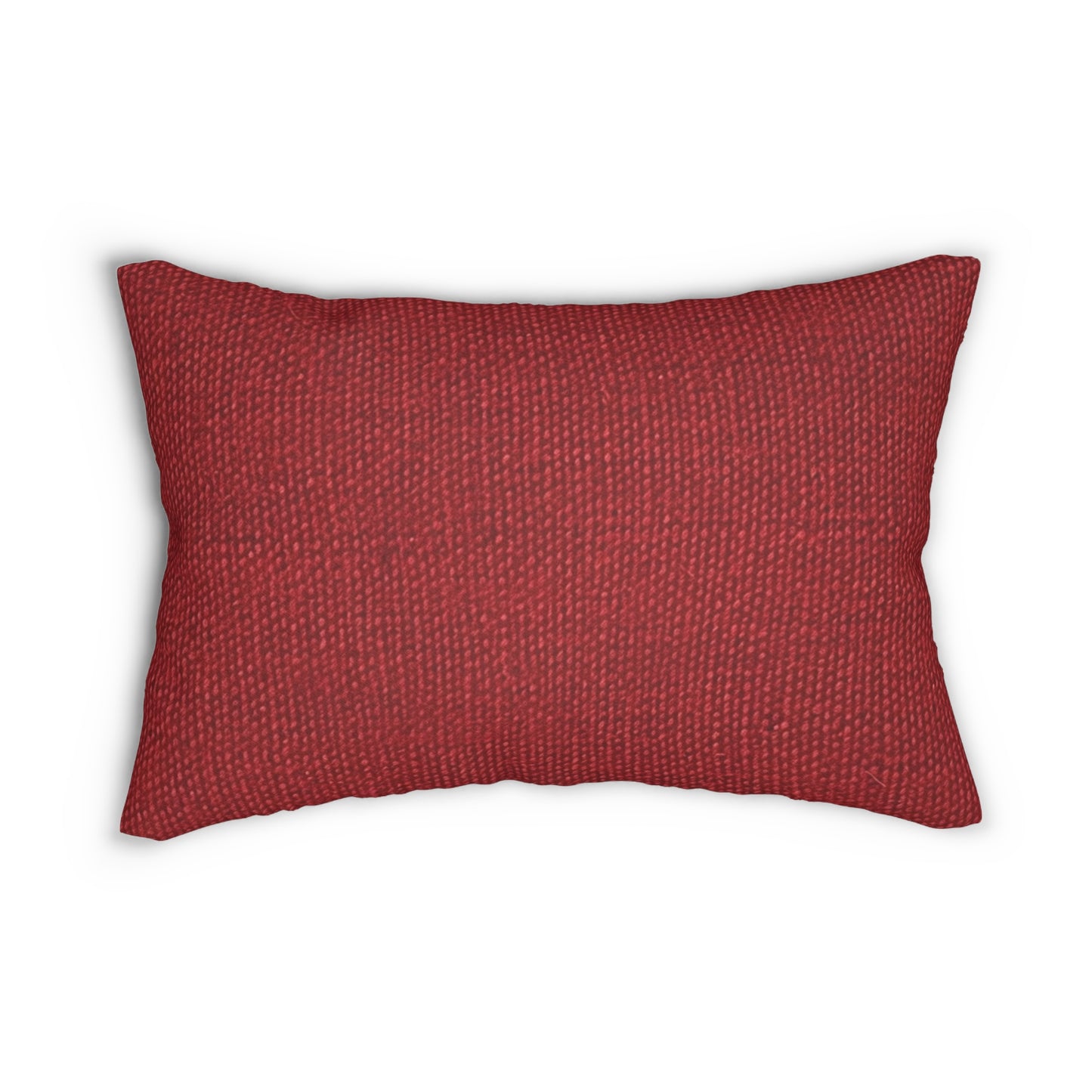 Bold Ruby Red: Denim-Inspired, Passionate Fabric Style - Spun Polyester Lumbar Pillow