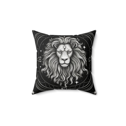 Leo Zodiac, Lion Symbol Design, Fire Element, Spun Polyester Square Pillow